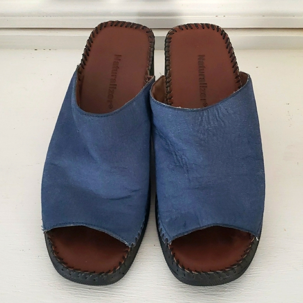 Like New Naturalizer Blue Genuine Leather Slip In Shoes